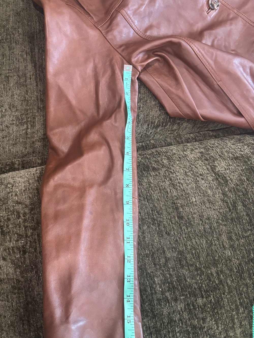 H&M Premium Selection Leather Jacket For Women (Brown) XS - Picture 10 of 12